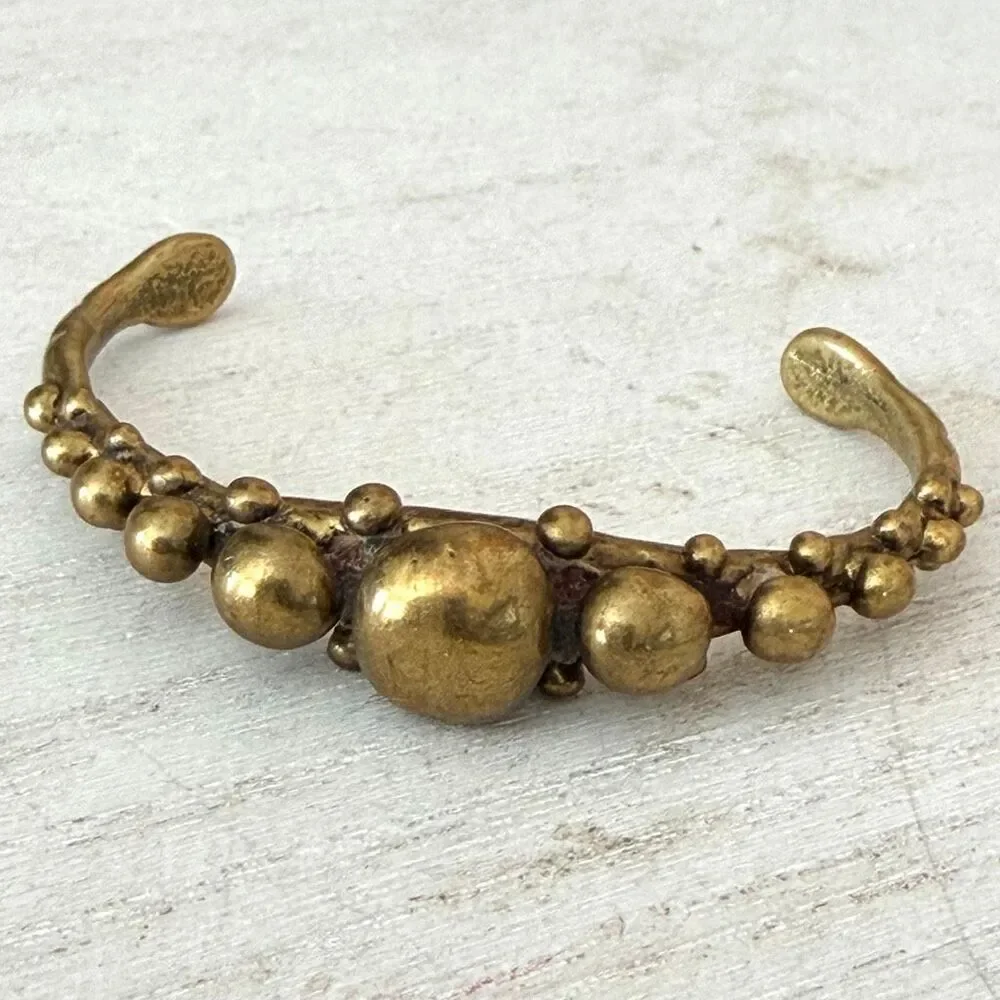 Tasha Gold Tone Bubble Statement Cuff Bracelet Sculptural Organic Design
